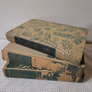 Vintage Book Stack Trees Leaves Charles Dickens 1940's